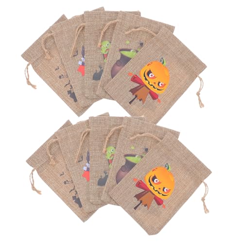 ROMISBABA 10 Stück Halloween Geschenktüten aus Robustem Jutesackleinen mit Kordelzug Kleine Süßigkeitentaschen mit Halloween Motiven Wiederverwendbare Partybeutel für Süßigkeiten und Snacks ROMISBABA 10 Stück Halloween Geschenktüten aus Robustem Jutesackleinen mit Kordelzug Kleine Süßigkeitentaschen mit Halloween Motiven Wiederverwendbare Partybeutel für Süßigkeiten und Snacks von ROMISBABA