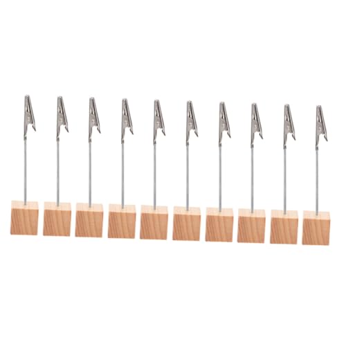 ROMISBABA 10 Stück Teiliges Holzklammern mit Stabilem Sockel Vielseitige Memo Fotohalter für Büro und Schreibtisch Kreative Aufbewahrung von Notizen Visitenkarten und Dekoration von ROMISBABA