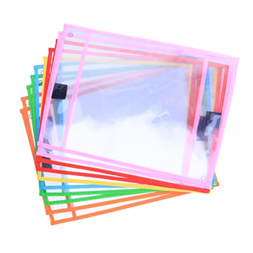 ROMISBABA 10 Stück Teiliges Wiederverwendbarer Abwischbarer Taschen aus PVC in Verschiedenen Farben Dokumententaschen für Bürobedarf und Schule zur Aufbewahrung von Arbeitsblättern und von ROMISBABA