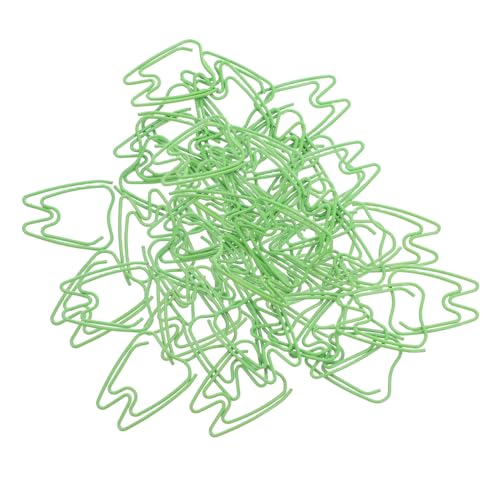 ROMISBABA 100 Stück Zähnepapierclip Kreatives Papierclips Clips zum Organisieren von Dokumenten Dekorative Papierklammern Hinweis sortieren und organisieren Clips Büroklammern Metall Grün von ROMISBABA