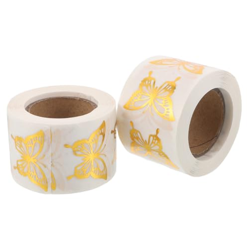 ROMISBABA 1000 Stück Goldfolie Schmetterlings-aufkleber Selbstklebend Umschlag-siegel für Hochzeit Einladungskarten Geschenkverpackung Babyparty Dekoration von ROMISBABA