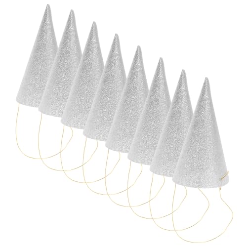 ROMISBABA 12 Stück Teiliges Silberne Glitzer Partyhüte Kegelform Mini Geburtstagshüte für Erwachsene Königliches Design Festliche Geburtstags und Partydekoration Zufällige von ROMISBABA