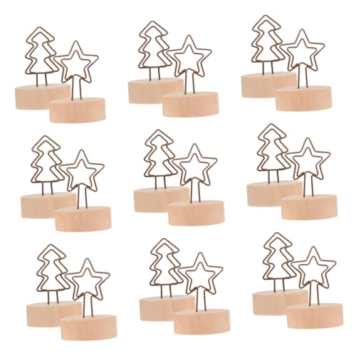ROMISBABA 12 Stück Teiliges Weihnachts Memo Clip aus Metall mit Holzsockel Kreative Stern und Weihnachtsbaum Formen Stabile Notizhalter für Fotos Karten und Dekoration zu Weihnachten von ROMISBABA