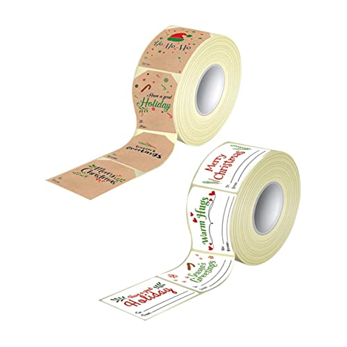 ROMISBABA 2 Rollen Weihnachtliche Aufkleber Selbstklebende Etiketten für Lebensmittel und Deko für Weihnachtsfeiern Personalisierbar und Vielseitig Einsetzbar von ROMISBABA