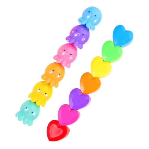 ROMISBABA 2 Stück Bunte Octopus Textmarker Fluoreszierende Marker mit Cartoon Design Vielseitige Markierstifte für Schule Büro Notizen und Kreative Bastelarbeiten von ROMISBABA