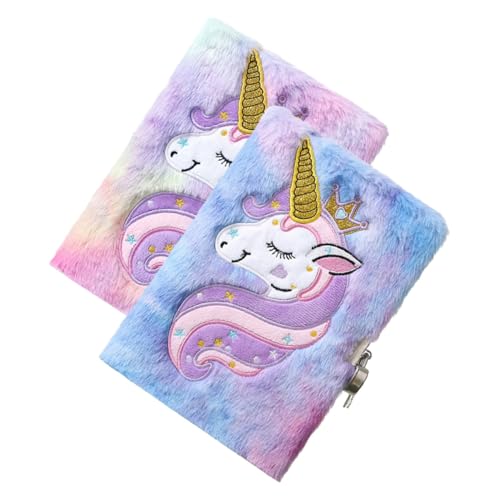 ROMISBABA 2 Stück Plüsch Tagebuch mit Schloss für Mädchen Notizbuch mit Flauschigem Einhorn Cover Weiches Schreibjournal ROMISBABA 2 Stück Plüsch Tagebuch mit Schloss für Mädchen Notizbuch mit Flauschigem Einhorn Cover Weiches Schreibjournal von ROMISBABA