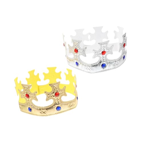 ROMISBABA 2 Stück Teiliges Königskronen Leichte Komfortable Party Bühnenkostüm accessoires Goldene und Silberne Diademe für Geburtstagsfeiern Rollenspiele Cosplay Prom partys von ROMISBABA