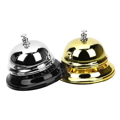 ROMISBABA 2 Stück Teiliges Metall Tischklingel Serviceglocke mit Klarem Klang Stabil und Robust für Restaurant Empfang und Partyspiele Schnelle Bedienung für Gästehilfe von ROMISBABA