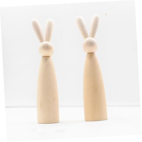 ROMISBABA 2 Stück Unfinished Wooden Rabbit Figure Flach DIY Bastelholz zum Bemalen Kreative Hasen Deko für Tisch und Party Handgefertigte Holzfiguren für Frühling und Ostern von ROMISBABA