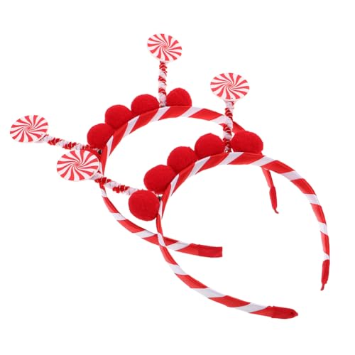 ROMISBABA 2 Stück Weihnachten Lollipop Haarreifen Candy Cane Pompom Karneval Haarband für Halloween Festliche Party Zubehör von ROMISBABA