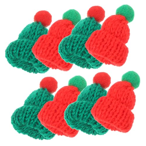 ROMISBABA 20 Stück Teiliges Miniatur Weihnachtsstrickmützen Rote und Grüne Kleine Santa Hüte Langlebige DIY Bastelaccessoires für Weihnachtsdeko Weihnachtsmützen für Flaschen Party und von ROMISBABA