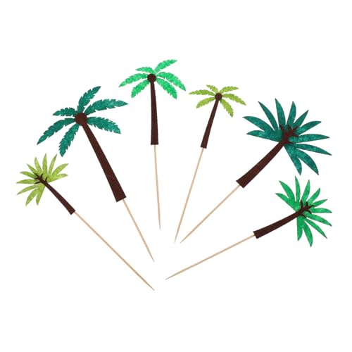 ROMISBABA 24 Stück Hawaii Cake Topper Kokosnussbaum Tortendeko für Geburtstag Babyparty Sommerparty Tropisches Design für Cupcakes Torten Dessert Dekoration von ROMISBABA