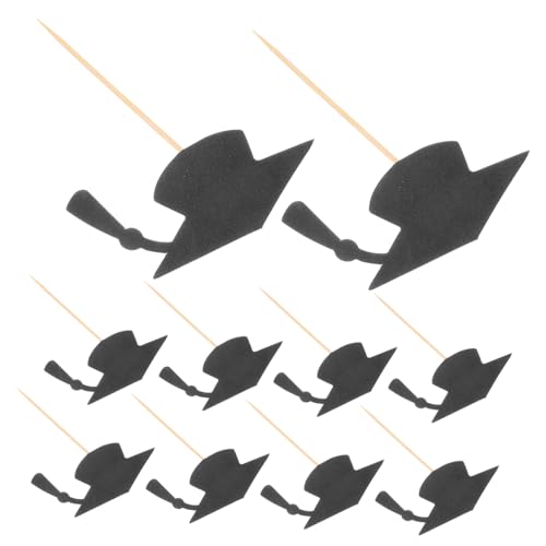 ROMISBABA 24 Stück Teiliges Abschlusskappen Cake Topper Kreative Tortendeko für Schulabschluss und Abi Feiern Schwarze Graduation Cupcake Toppers Besondere Partydekoration mit Foto Highlight von ROMISBABA