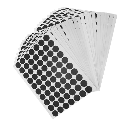ROMISBABA 25 Blatt Wasserfeste Schwarze Runde Aufkleber Bögen mit Selbstklebenden Punkten Flexible PVC Etiketten für Markierung Versiegelung und Codierung im Büro und Haushalt von ROMISBABA