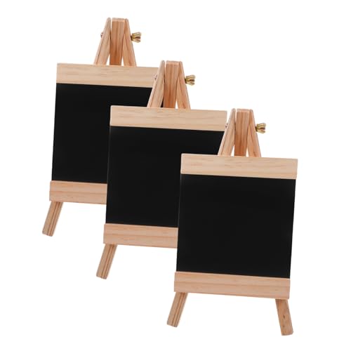 ROMISBABA 3 Stück Teiliges Kleine Tisch Kreidetafel aus Holz mit Abwischbarer Oberfläche und Stabilem Staffelei Ständer Rustikale Memotafel für Innen und Außenbereich für Küche Hochzeit und von ROMISBABA