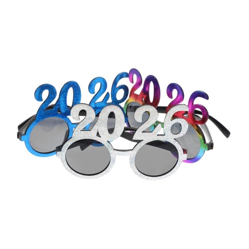 ROMISBABA 3 Stück Teiliges Neujahrsbrille Leichte Partygläser mit Rundem Design Bequeme Passform Stilvolle Foto Requisiten für Silvester und Weihnachtsfeiern von ROMISBABA
