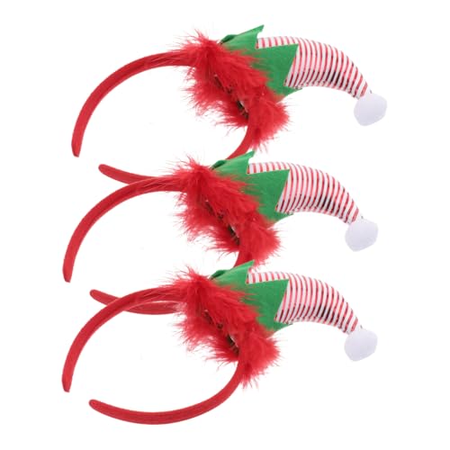 ROMISBABA 3 Stück Teiliges Weihnachts Tophut Haarreif Farbige Elf Mütze Haarreifen Langlebig Formstabil Festliche Haarschmuck Accessoires für Party und Karneval von ROMISBABA