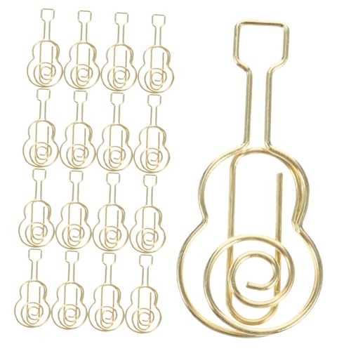 ROMISBABA 30 Stück Guitar Shaped Büroklammern aus Metall Gold Vielseitige Papierclips für Notizen Dokumente und für Musikliebhaber und Bürobedarf von ROMISBABA