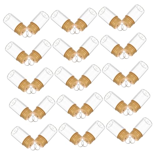 ROMISBABA 30 Stück Mini Glasflaschen mit Schlüsselring Transparentes Wishing Bottle Charm für DIY Basteln Reiseanhänger und Persönliche Erinnerungen ROMISBABA 30 Stück Mini Glasflaschen mit Schlüsselring Transparentes Wishing Bottle Charm für DIY Basteln Reiseanhänger und Persönliche Erinnerungen von ROMISBABA