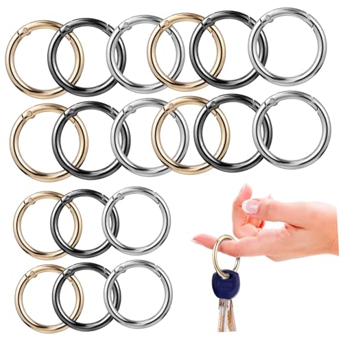 ROMISBABA 30 Stück Teiliges Runde Ring Schnappverschlüsse aus Metall Kleine Federschnapphaken in Gold Schwarz und Silber Vielseitig Einsetzbar als Taschen Schlüsselanhänger und Gepäckclips ROMISBABA 30 Stück Teiliges Runde Ring Schnappverschlüsse aus Metall Kleine Federschnapphaken in Gold Schwarz und Silber Vielseitig Einsetzbar als Taschen Schlüsselanhänger und Gepäckclips von ROMISBABA