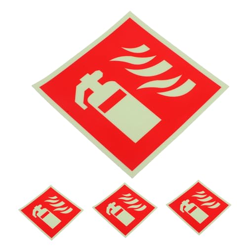 ROMISBABA 4 Stück Feuerlöscher Schild Selbstklebend Nachleuchtend Sicherheitsmarkierung Teiliges für Restaurant Brandschutzleicht Anbringbar Warnhinweis von ROMISBABA
