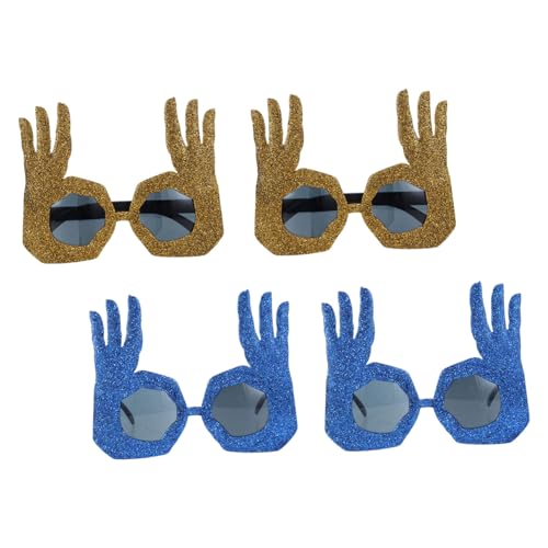 ROMISBABA 4 Stück Finger-sonnenbrillen Ok-hand-geste Lustige Partybrille Glitzer Kostümzubehör Für Frauen und Männer Vielseitige Spaßbrille von ROMISBABA