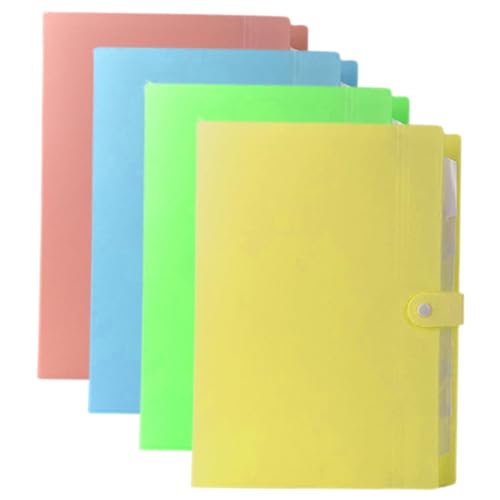 ROMISBABA 4 Stück Multi Pocket Fächerordner Teiliges Bunte Dokumentenmappe mit Mehreren Fächern für Büro Schule Zuhause Praktischer Aktenordner für Lehrer Studenten und Profis von ROMISBABA