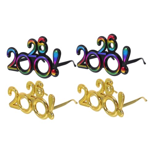 ROMISBABA 4 Stück Neujahrsbrille Partydeko Silvester Glitzernde Eyewear Leichtes Langlebiges Material Für Interaktive Feierlichkeiten und Festliche Outfits von ROMISBABA