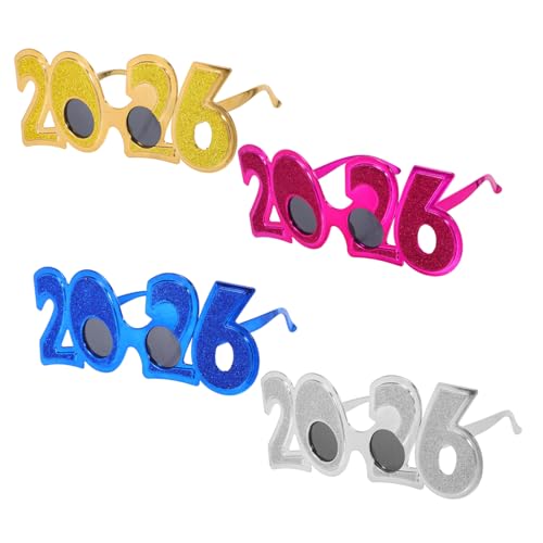 ROMISBABA 4 Stück Neujahrsbrillen aus Kunststoff Bunte Glitzernde Partybrillen für Silvesterfeier Leicht Lustig als Fotorequisite und Festliche Dekoration ROMISBABA 4 Stück Neujahrsbrillen aus Kunststoff Bunte Glitzernde Partybrillen für Silvesterfeier Leicht Lustig als Fotorequisite und Festliche Dekoration von ROMISBABA