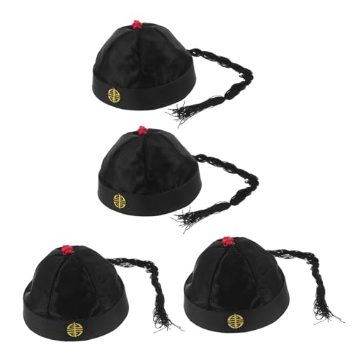 ROMISBABA 4 Stück Teiliges Chinesische Kaiserhüte aus Nylon mit Handbesticktem Detail Traditionell Leicht Komfortabel für Cosplay Bühnenauftritte Partys Geeignet für Erwachsene Kopfumfang von ROMISBABA