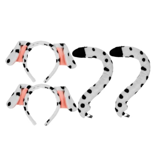 ROMISBABA 4 Stück Teiliges Dalmatiner Kostüm Set mit Weichem Ohren Stirnband und Passendem Bequemes Hundekostüm Zubehör für Erwachsene für Halloween Geburtstags Faschingspartys von ROMISBABA