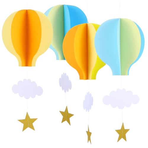 ROMISBABA 4 Stück Teiliges Papier Girlanden Heißluftballon Hängedekorationen für Party Shower Hochzeit Wand Fenster Decke Deko in Gelb und Blau ROMISBABA 4 Stück Teiliges Papier Girlanden Heißluftballon Hängedekorationen für Party Shower Hochzeit Wand Fenster Decke Deko in Gelb und Blau von ROMISBABA