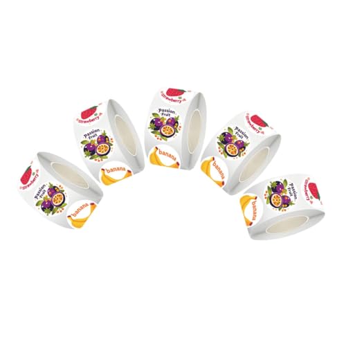 ROMISBABA 5 Rollen Obst Aufkleber Runde Selbstklebende Fruchtetiketten für Kühlschrank Wasserflasche und Diy Bastelprojekte Vielseitige Lebensmittel Sticker für Scrapbooking und Partytüten ROMISBABA 5 Rollen Obst Aufkleber Runde Selbstklebende Fruchtetiketten für Kühlschrank Wasserflasche und Diy Bastelprojekte Vielseitige Lebensmittel Sticker für Scrapbooking und Partytüten von ROMISBABA