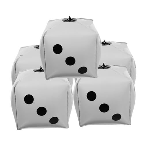 ROMISBABA 5 Stück Aluminium Würfel Folienballons Weiß Würfel Ballons Partydeko für Themen Feier Poker Event Dekoration von ROMISBABA