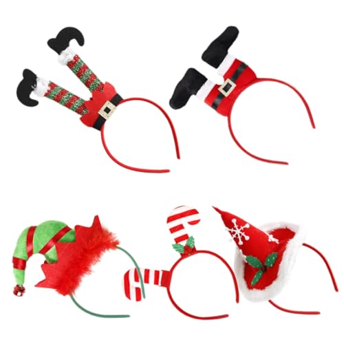 ROMISBABA 5 Stück Party Urlaub Stirnbänder Lustige Weihnachtsmützen Frohe Weihnachten Stirnbänder Stirnband Tragen Weihnachtsfeier Funkeln Dekorationen Zubehör Weihnachtsstirnbänder Vlies von ROMISBABA