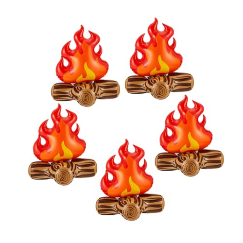 ROMISBABA 5stücke Aufblasbares Feuer Modell Für Camping Party Dekoration Künstliche Flammen Holzscheite Ornament Innen Außenbereich von ROMISBABA