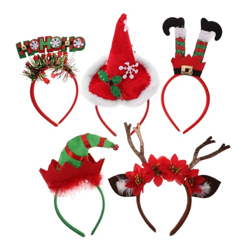ROMISBABA 5 Stück Teiliges Weihnachts Haarreif Cartoon Design Festliche Kopfbedeckungen für Erwachsene Komfortabler Sitz Weihnachtsfeier Partyzubehör von ROMISBABA