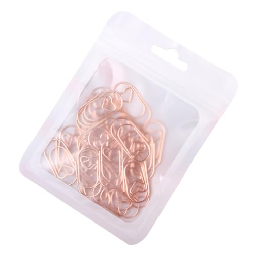 ROMISBABA 50 Stück Liebe Büroklammer Dekorative Papierklammern Klassenpreise für Papierclips Lesezeichen büro deko bürodekoration herzförmige kreative Büroclips Legierung Golden von ROMISBABA
