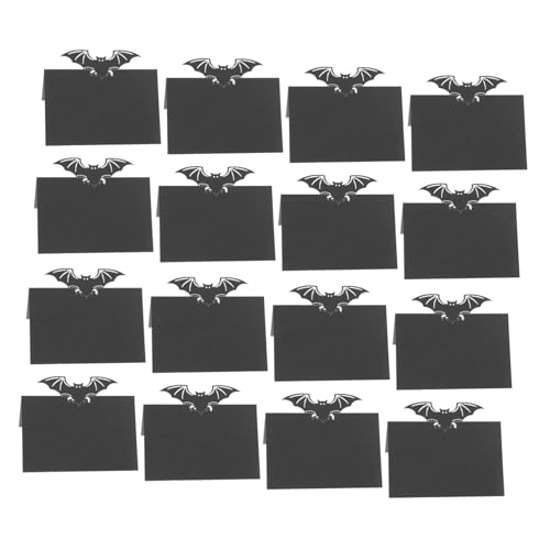 ROMISBABA 50 Stück Tischkarten Schwarz Bat Design Platzkarten Blanko für Hochzeit Party Tischnummern Sitzplatzkarten Halloween Dekoration von ROMISBABA