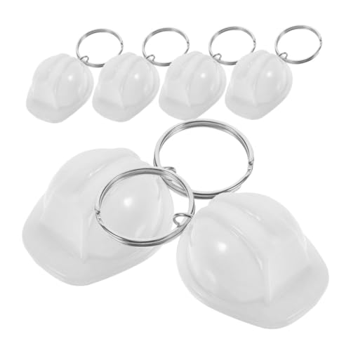 ROMISBABA 6 Stück Helm Schlüsselanhänger aus Bauhelm Design Kompakt und Vielseitig als Schlüssel oder Taschenanhänger Party Geschenke für Frauen und Freunde Weiße Farbe von ROMISBABA