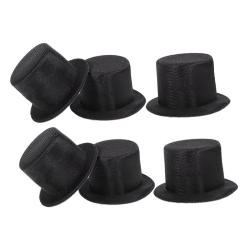 ROMISBABA 6 Stück Hutzubehör Hohe Pferdeschwanzhüte für Frauen Hut Frauen Hüte Masse Mini-Clown-Hüte Puppenaccessoires Partyhüte für Puppen Miniaturhüte aus Stoff Puppenhüte Black von ROMISBABA