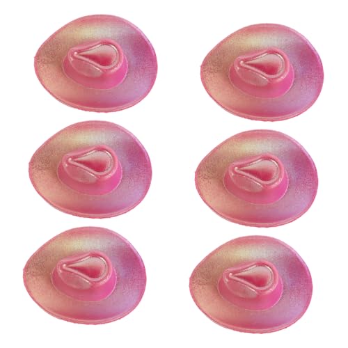 ROMISBABA 6 Stück Mini Cowboy Hüte aus Kunststoff Bunte Party dekoration für Puppenhaus Western style Accessoires zum Basteln und Verkleiden Niedliche Miniatur Hüte für Dolls von ROMISBABA