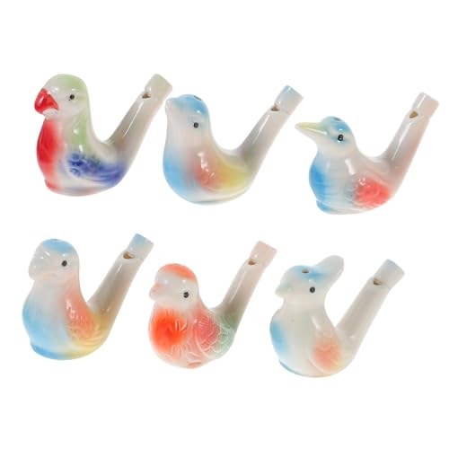 ROMISBABA 6 Stück Teiliges Keramik Wasservogel pfeifen für Leicht Tragbar mit Wasser Luftfunktion Lustiges Lernspielzeug und Geschenk für Geburtstag und Weihnachten von ROMISBABA