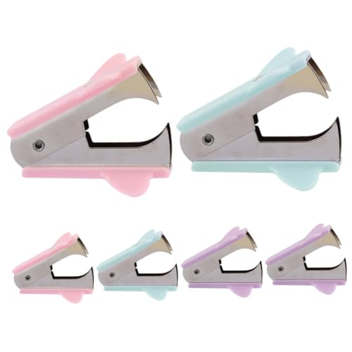 ROMISBABA 6 Stück Teiliges Mini heftklammerentferner Ergonomisch Geformt Handlich Kraftsparend Einsetzbar für Büro Schule und Zuhause Farbige Pastelltöne Violett Rosa Grün von ROMISBABA