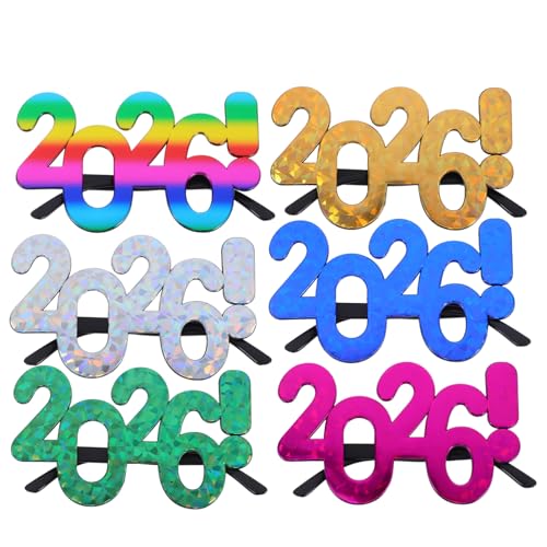 ROMISBABA 6 Stück Teiliges Partybrillen mit Auffälligen Zahlen Lustige Sonnenbrillen als Fotorequisiten für Silvester und Abschlussfeier Bunte Leichte und Tragbare Party Accessoires für von ROMISBABA