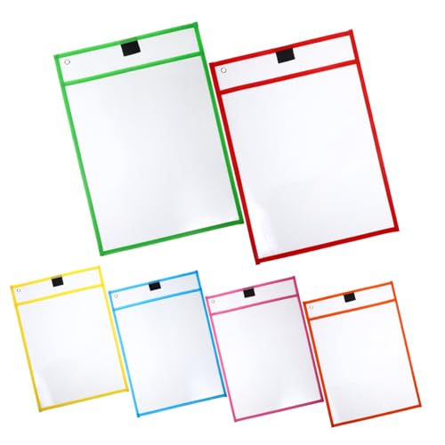 ROMISBABA 6 Stück Transparente Säurefreie Dry Erase Dokumententaschen Wiederverwendbare Schreib Schutzhüllen für Schule Büro und Zuhause Leicht zu Reinigen und Zufällige Farbe von ROMISBABA
