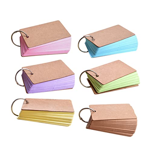 ROMISBABA 6Stücke Notizblöcke DIY Lernkarten mit Binder Ring Design Leere Karteikarten für Schule und Büro Basteln und Notizen von ROMISBABA