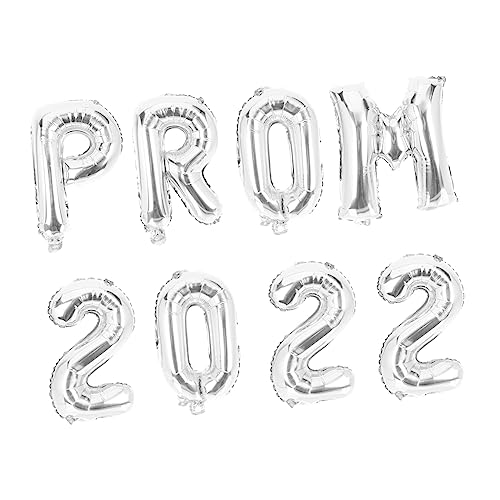 ROMISBABA 8 Stück Teiliges Abschlussballon Set aus Langlebiger Aluminiumfolie Dekorative Buchstaben und Zahlenballons für Graduation Party Silbernes Prom für Festliche Szenendekoration von ROMISBABA