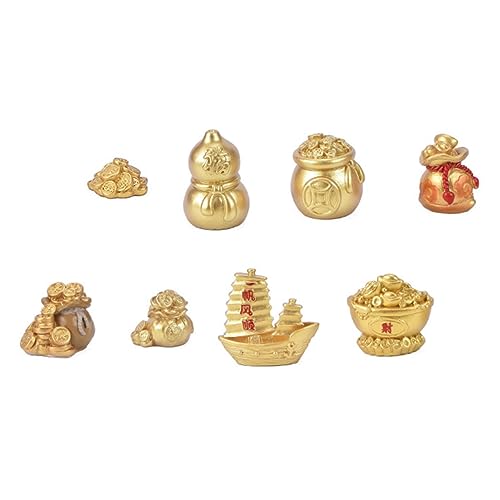 ROMISBABA 8 Stück Teiliges Neujahrs Dekoration aus Hochwertigem Harz Kreative DIY Adornments in Gold um Reichtum und Glück zu Symbolisieren als Festliches Accessoire und von ROMISBABA