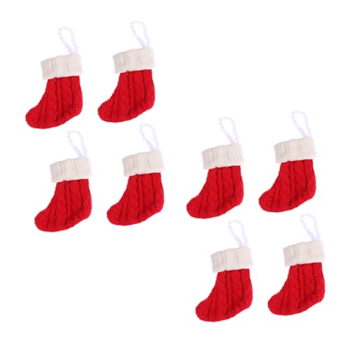 ROMISBABA 8 Stück Teiliges Rote Gestrickte Weihnachts Bestecktaschen für Messer Gabeln Festliche Tischdeko Kompakt und Tragbar für Weihnachtsfeiern und Festliche Anlässe von ROMISBABA